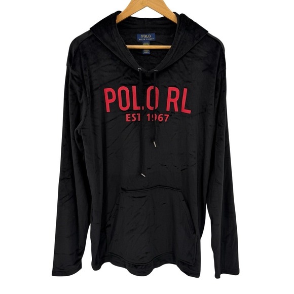 Polo Ralph Lauren Other - Polo Ralph Lauren Mens Large Velour Hoodie Sleepwear Big Logo Loungewear‎ Cozy